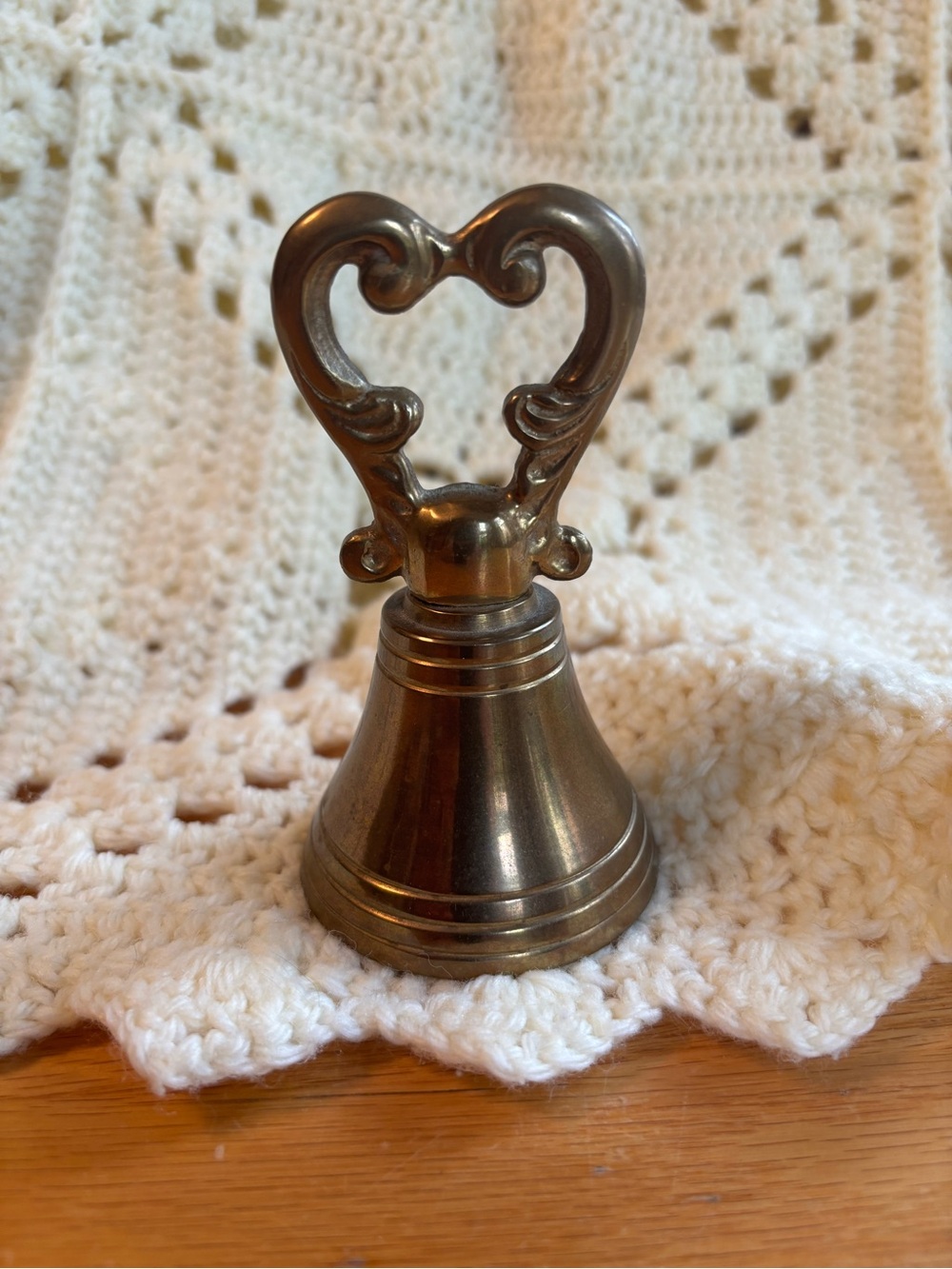 Vintage Brass Heart Handle Table Bell